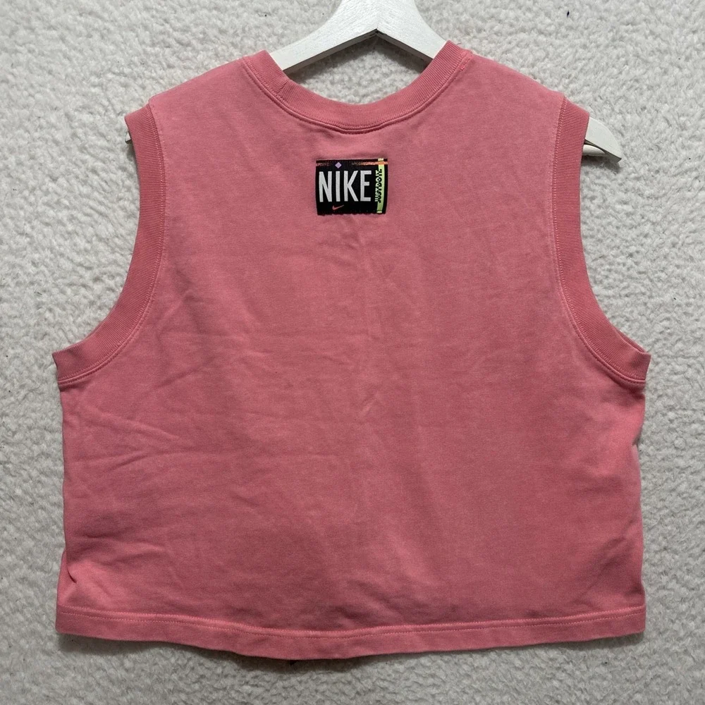 Nike NSW Wash Size‎ L Tank Top Sleeveless Cropped Faded Pink Logo Patch Back